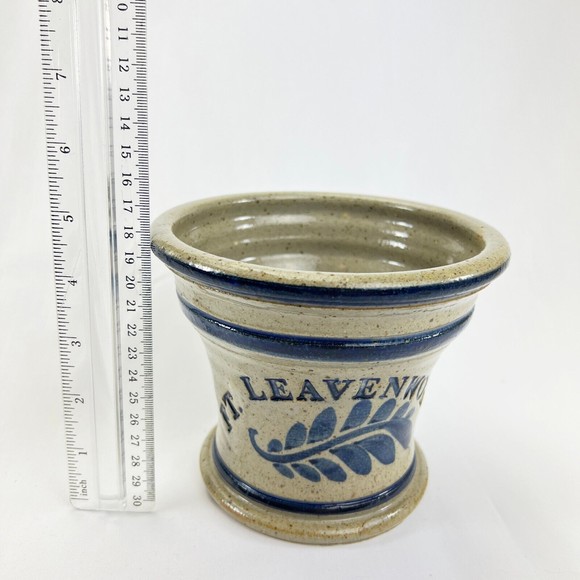 Vintage Fort Leavenworth Pot Stoneware Hand Thrown Pottery Grey Blue Crock - Picture 12 of 13